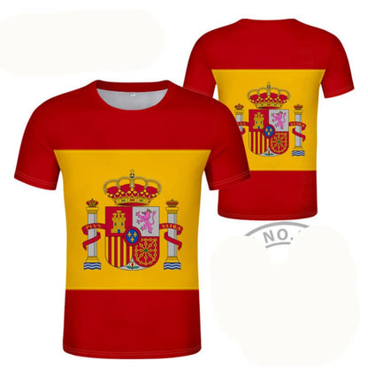 amiseta de Fútbol de España con Gráfico 3D Orgullo del Emblema Español para Hombre, Ropa, Camiseta del Club de Fútbol de España, Prendas Superiores Deportivas para Gimnasio y Hombre