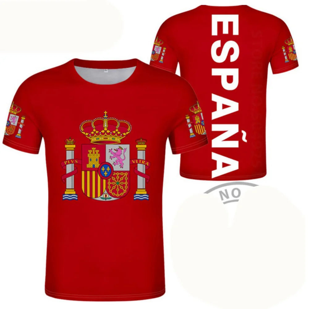 amiseta de Fútbol de España con Gráfico 3D Orgullo del Emblema Español para Hombre, Ropa, Camiseta del Club de Fútbol de España, Prendas Superiores Deportivas para Gimnasio y Hombre