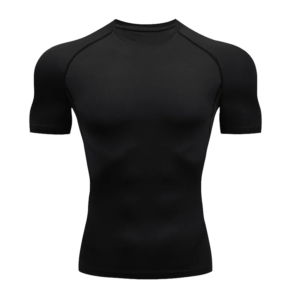 Camiseta de Manga Corta de Color Liso para Hombre, Camiseta de Compresión de Secado Rápido y Transpirable, Traje de Entrenamiento, Ropa de Fitness, Rashguard para Jiu-Jitsu, Prenda Superior para Gimnasio y Deporte