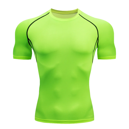 Camiseta de Manga Corta de Color Liso para Hombre, Camiseta de Compresión de Secado Rápido y Transpirable, Traje de Entrenamiento, Ropa de Fitness, Rashguard para Jiu-Jitsu, Prenda Superior para Gimnasio y Deporte