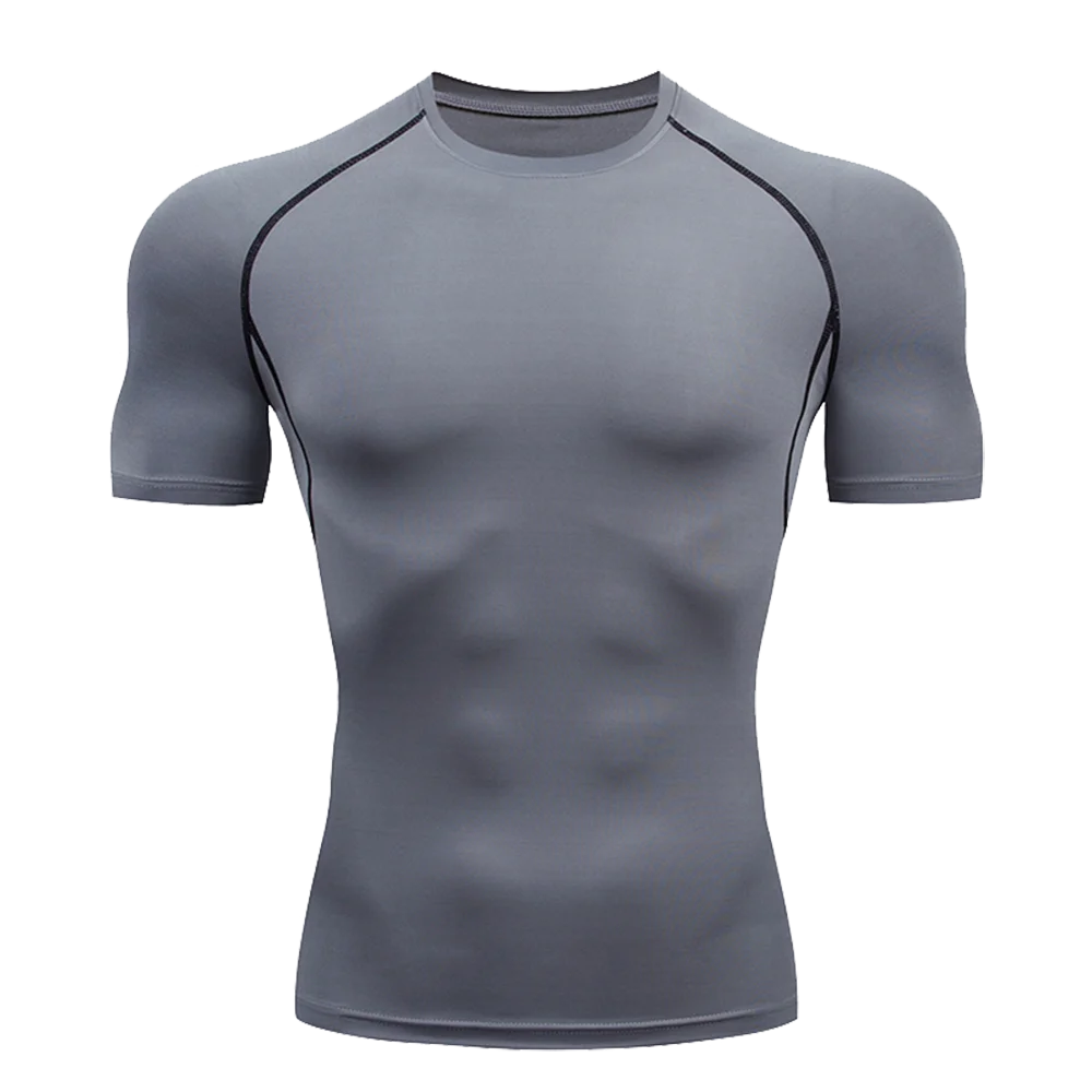 Camiseta de Manga Corta de Color Liso para Hombre, Camiseta de Compresión de Secado Rápido y Transpirable, Traje de Entrenamiento, Ropa de Fitness, Rashguard para Jiu-Jitsu, Prenda Superior para Gimnasio y Deporte