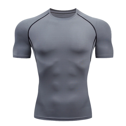 Camiseta de Manga Corta de Color Liso para Hombre, Camiseta de Compresión de Secado Rápido y Transpirable, Traje de Entrenamiento, Ropa de Fitness, Rashguard para Jiu-Jitsu, Prenda Superior para Gimnasio y Deporte