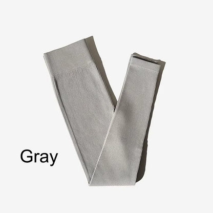 Nuevos Pantalones de Yoga Sin Costuras Acanalados (Ribbed), Leggings de Cintura Alta para Gimnasio, Leggings Deportivos de Fitness para Mujer, Mallas para Correr con Control de Abdomen