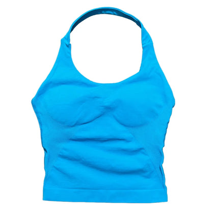 Prenda Superior Deportiva de Cuello Halter para Mujer, Camiseta de Tirantes Sin Costuras para Yoga con Almohadillas Integradas (Relleno), Ropa Deportiva Ajustada de Alta Elasticidad para Entrenamiento en Gimnasio, Fitness y C