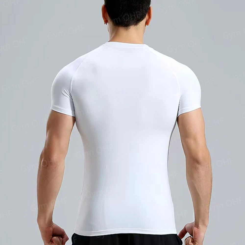 Camiseta de Manga Corta de Color Liso para Hombre, Camiseta de Compresión de Secado Rápido y Transpirable, Traje de Entrenamiento, Ropa de Fitness, Rashguard para Jiu-Jitsu, Prenda Superior para Gimnasio y Deporte