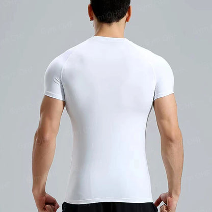 Camiseta de Manga Corta de Color Liso para Hombre, Camiseta de Compresión de Secado Rápido y Transpirable, Traje de Entrenamiento, Ropa de Fitness, Rashguard para Jiu-Jitsu, Prenda Superior para Gimnasio y Deporte