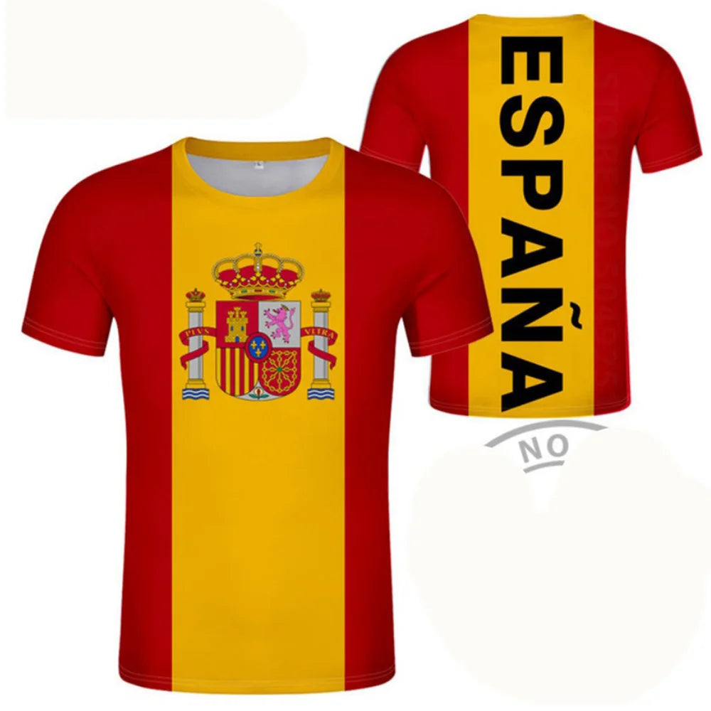 amiseta de Fútbol de España con Gráfico 3D Orgullo del Emblema Español para Hombre, Ropa, Camiseta del Club de Fútbol de España, Prendas Superiores Deportivas para Gimnasio y Hombre