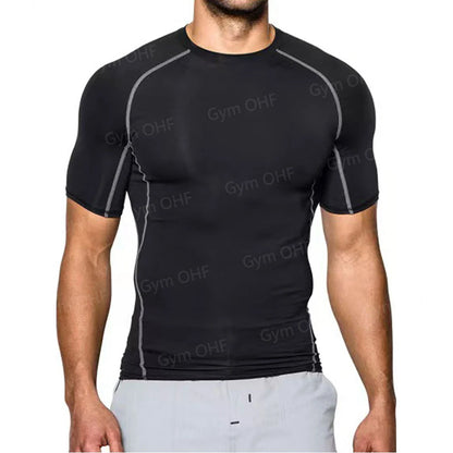 Camiseta de Manga Corta de Color Liso para Hombre, Camiseta de Compresión de Secado Rápido y Transpirable, Traje de Entrenamiento, Ropa de Fitness, Rashguard para Jiu-Jitsu, Prenda Superior para Gimnasio y Deporte