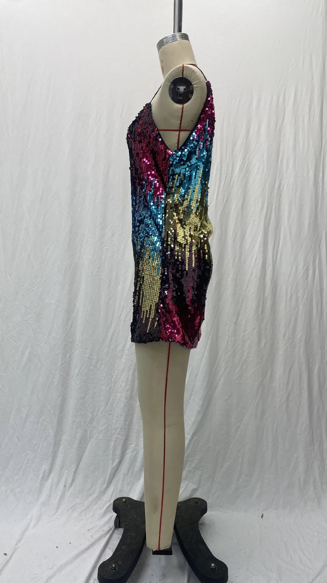 Vestido de Verano para Mujer 2025, Nuevo Vestido Corto Sexy con Tirantes, Sin Mangas, con Lentejuelas, Cuello en V, Tipo Halter, Mini Vestidos, Ropa