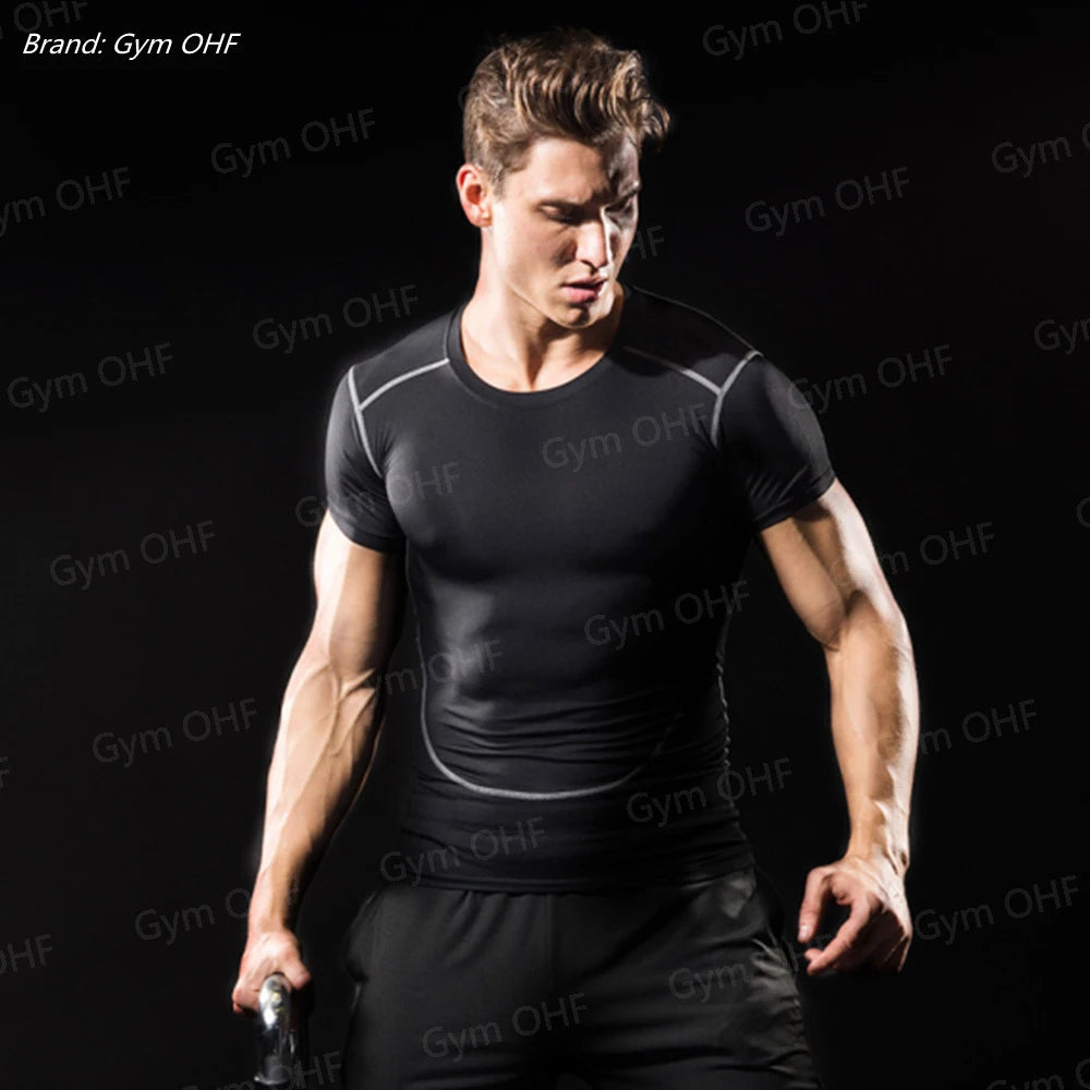Camiseta de Manga Corta de Color Liso para Hombre, Camiseta de Compresión de Secado Rápido y Transpirable, Traje de Entrenamiento, Ropa de Fitness, Rashguard para Jiu-Jitsu, Prenda Superior para Gimnasio y Deporte