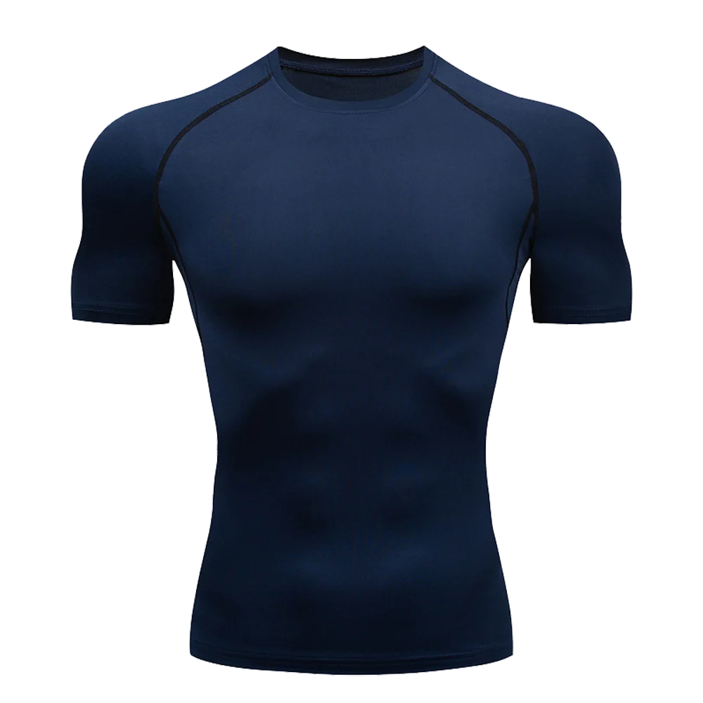 Camiseta de Manga Corta de Color Liso para Hombre, Camiseta de Compresión de Secado Rápido y Transpirable, Traje de Entrenamiento, Ropa de Fitness, Rashguard para Jiu-Jitsu, Prenda Superior para Gimnasio y Deporte