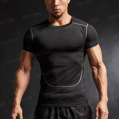 Camiseta de Manga Corta de Color Liso para Hombre, Camiseta de Compresión de Secado Rápido y Transpirable, Traje de Entrenamiento, Ropa de Fitness, Rashguard para Jiu-Jitsu, Prenda Superior para Gimnasio y Deporte
