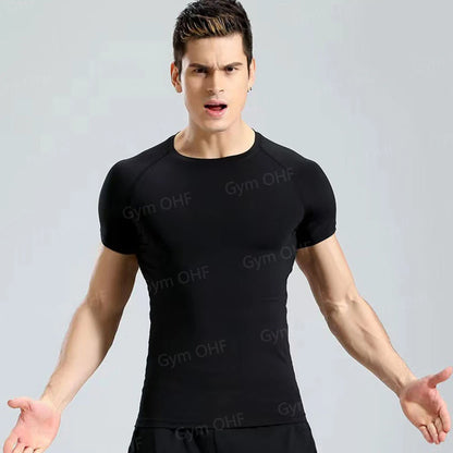 Camiseta de Manga Corta de Color Liso para Hombre, Camiseta de Compresión de Secado Rápido y Transpirable, Traje de Entrenamiento, Ropa de Fitness, Rashguard para Jiu-Jitsu, Prenda Superior para Gimnasio y Deporte