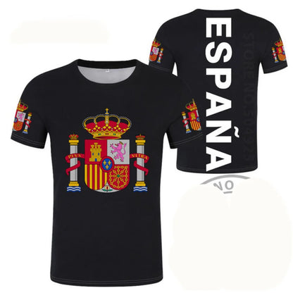 amiseta de Fútbol de España con Gráfico 3D Orgullo del Emblema Español para Hombre, Ropa, Camiseta del Club de Fútbol de España, Prendas Superiores Deportivas para Gimnasio y Hombre