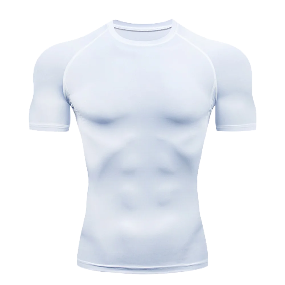 Camiseta de Manga Corta de Color Liso para Hombre, Camiseta de Compresión de Secado Rápido y Transpirable, Traje de Entrenamiento, Ropa de Fitness, Rashguard para Jiu-Jitsu, Prenda Superior para Gimnasio y Deporte