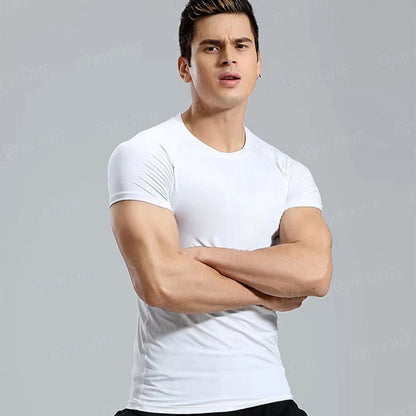 Camiseta de Manga Corta de Color Liso para Hombre, Camiseta de Compresión de Secado Rápido y Transpirable, Traje de Entrenamiento, Ropa de Fitness, Rashguard para Jiu-Jitsu, Prenda Superior para Gimnasio y Deporte