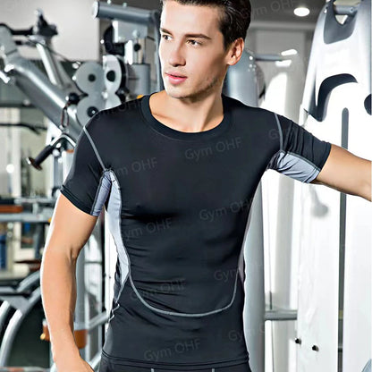 Camiseta de Manga Corta de Color Liso para Hombre, Camiseta de Compresión de Secado Rápido y Transpirable, Traje de Entrenamiento, Ropa de Fitness, Rashguard para Jiu-Jitsu, Prenda Superior para Gimnasio y Deporte