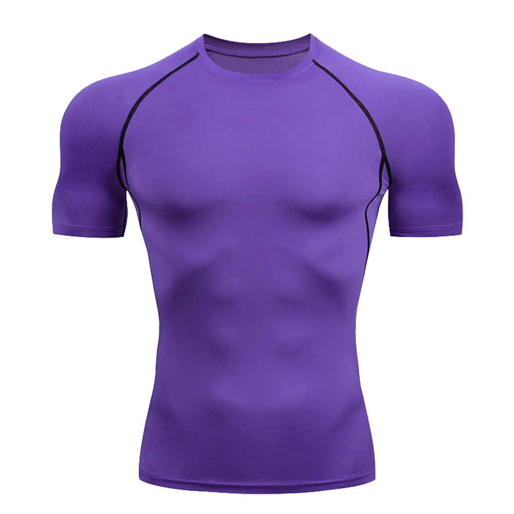 Camiseta de Manga Corta de Color Liso para Hombre, Camiseta de Compresión de Secado Rápido y Transpirable, Traje de Entrenamiento, Ropa de Fitness, Rashguard para Jiu-Jitsu, Prenda Superior para Gimnasio y Deporte