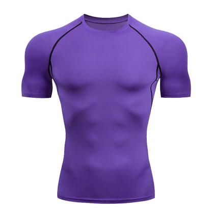 Camiseta de Manga Corta de Color Liso para Hombre, Camiseta de Compresión de Secado Rápido y Transpirable, Traje de Entrenamiento, Ropa de Fitness, Rashguard para Jiu-Jitsu, Prenda Superior para Gimnasio y Deporte