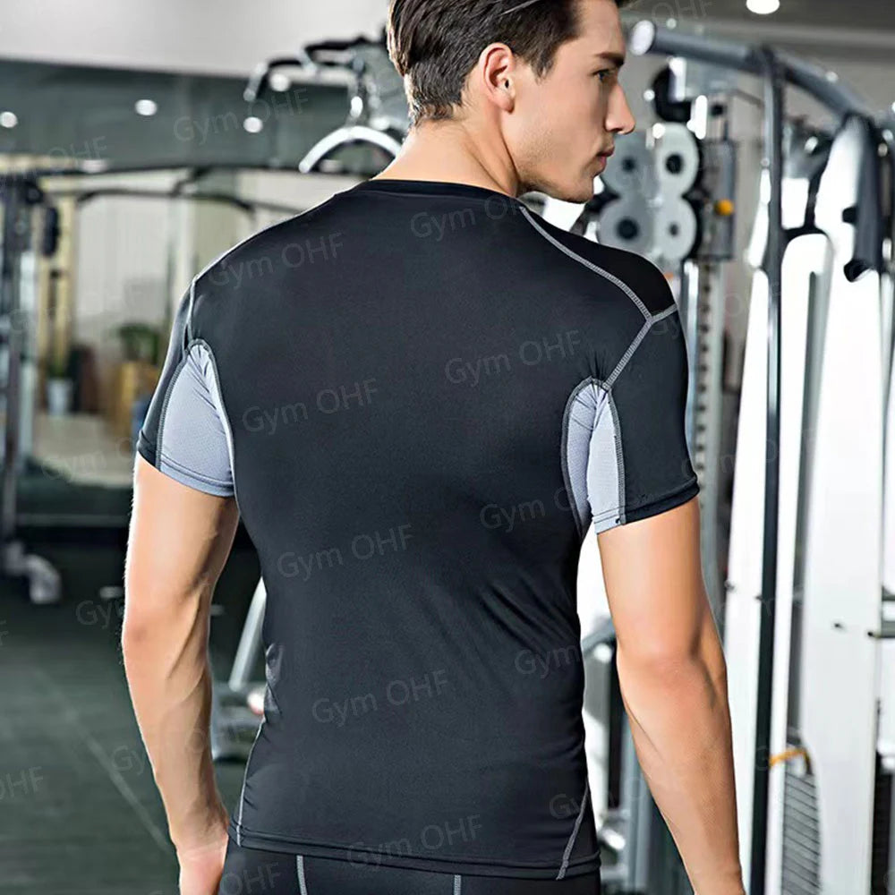 Camiseta de Manga Corta de Color Liso para Hombre, Camiseta de Compresión de Secado Rápido y Transpirable, Traje de Entrenamiento, Ropa de Fitness, Rashguard para Jiu-Jitsu, Prenda Superior para Gimnasio y Deporte