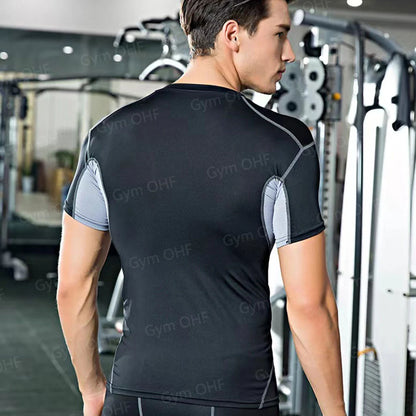 Camiseta de Manga Corta de Color Liso para Hombre, Camiseta de Compresión de Secado Rápido y Transpirable, Traje de Entrenamiento, Ropa de Fitness, Rashguard para Jiu-Jitsu, Prenda Superior para Gimnasio y Deporte