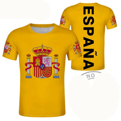 amiseta de Fútbol de España con Gráfico 3D Orgullo del Emblema Español para Hombre, Ropa, Camiseta del Club de Fútbol de España, Prendas Superiores Deportivas para Gimnasio y Hombre