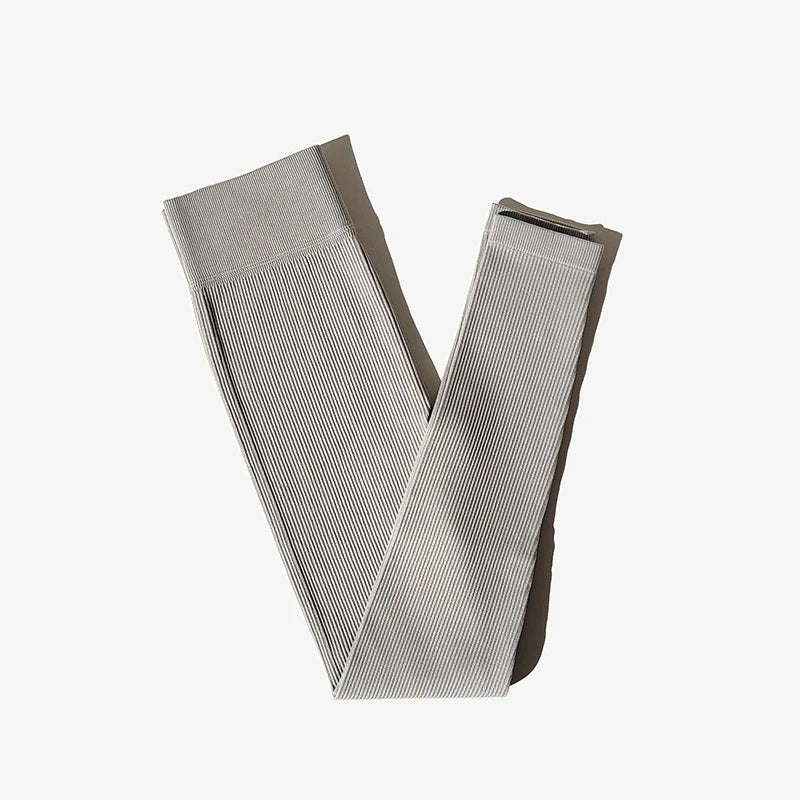 Nuevos Pantalones de Yoga Sin Costuras Acanalados (Ribbed), Leggings de Cintura Alta para Gimnasio, Leggings Deportivos de Fitness para Mujer, Mallas para Correr con Control de Abdomen
