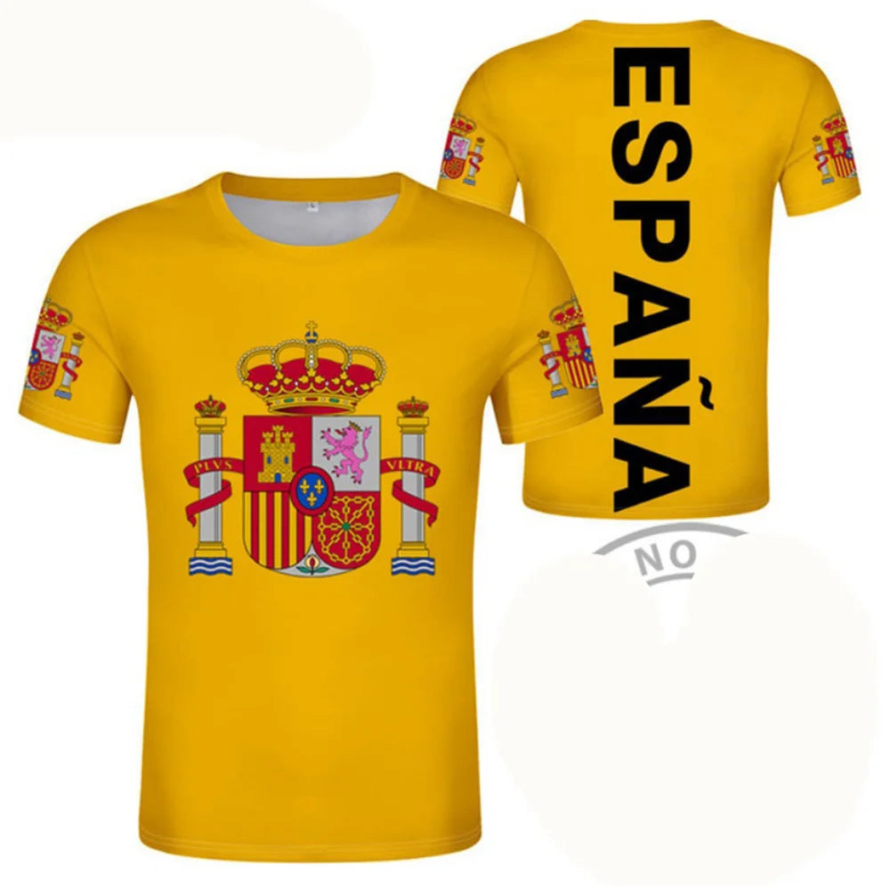 amiseta de Fútbol de España con Gráfico 3D Orgullo del Emblema Español para Hombre, Ropa, Camiseta del Club de Fútbol de España, Prendas Superiores Deportivas para Gimnasio y Hombre