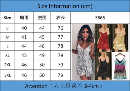 Vestido de Verano para Mujer 2025, Nuevo Vestido Corto Sexy con Tirantes, Sin Mangas, con Lentejuelas, Cuello en V, Tipo Halter, Mini Vestidos, Ropa