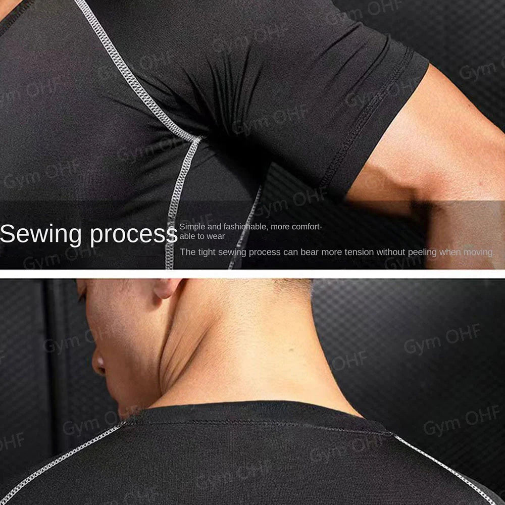 Camiseta de Manga Corta de Color Liso para Hombre, Camiseta de Compresión de Secado Rápido y Transpirable, Traje de Entrenamiento, Ropa de Fitness, Rashguard para Jiu-Jitsu, Prenda Superior para Gimnasio y Deporte