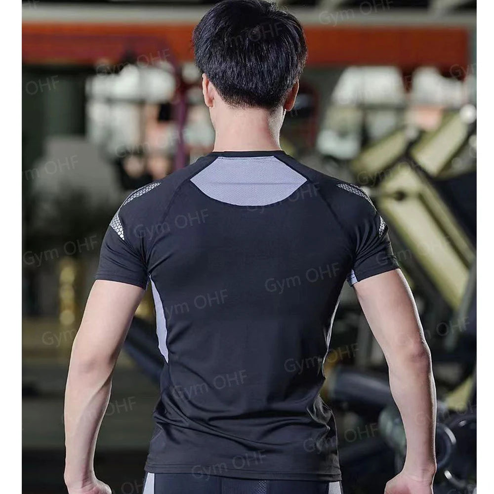 Camiseta de Manga Corta de Color Liso para Hombre, Camiseta de Compresión de Secado Rápido y Transpirable, Traje de Entrenamiento, Ropa de Fitness, Rashguard para Jiu-Jitsu, Prenda Superior para Gimnasio y Deporte