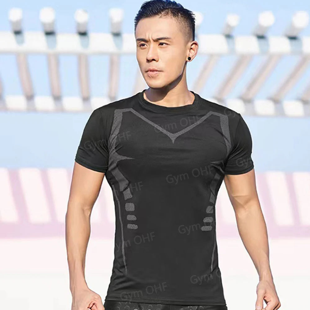 Camiseta de Manga Corta de Color Liso para Hombre, Camiseta de Compresión de Secado Rápido y Transpirable, Traje de Entrenamiento, Ropa de Fitness, Rashguard para Jiu-Jitsu, Prenda Superior para Gimnasio y Deporte