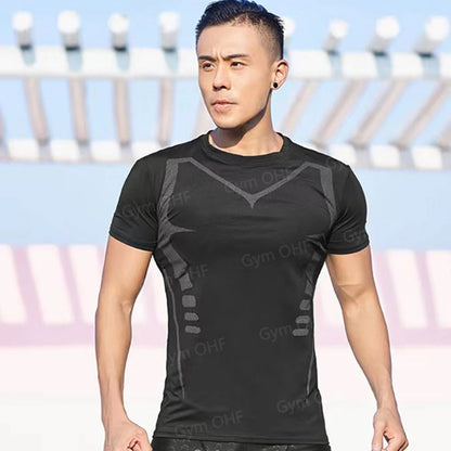 Camiseta de Manga Corta de Color Liso para Hombre, Camiseta de Compresión de Secado Rápido y Transpirable, Traje de Entrenamiento, Ropa de Fitness, Rashguard para Jiu-Jitsu, Prenda Superior para Gimnasio y Deporte