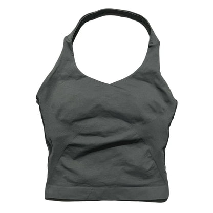 Prenda Superior Deportiva de Cuello Halter para Mujer, Camiseta de Tirantes Sin Costuras para Yoga con Almohadillas Integradas (Relleno), Ropa Deportiva Ajustada de Alta Elasticidad para Entrenamiento en Gimnasio, Fitness y C