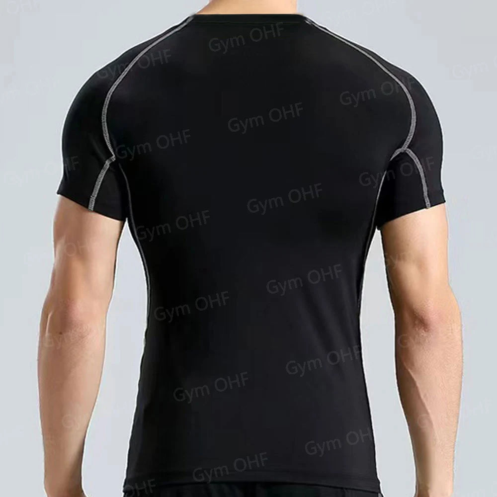 Camiseta de Manga Corta de Color Liso para Hombre, Camiseta de Compresión de Secado Rápido y Transpirable, Traje de Entrenamiento, Ropa de Fitness, Rashguard para Jiu-Jitsu, Prenda Superior para Gimnasio y Deporte