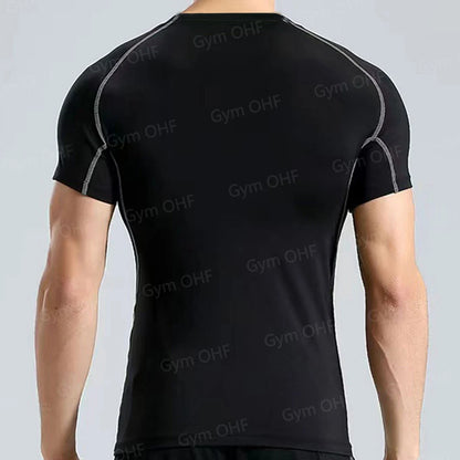 Camiseta de Manga Corta de Color Liso para Hombre, Camiseta de Compresión de Secado Rápido y Transpirable, Traje de Entrenamiento, Ropa de Fitness, Rashguard para Jiu-Jitsu, Prenda Superior para Gimnasio y Deporte