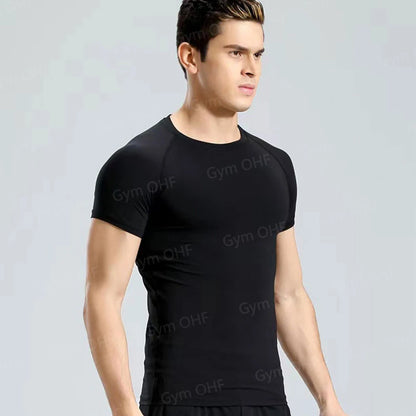 Camiseta de Manga Corta de Color Liso para Hombre, Camiseta de Compresión de Secado Rápido y Transpirable, Traje de Entrenamiento, Ropa de Fitness, Rashguard para Jiu-Jitsu, Prenda Superior para Gimnasio y Deporte