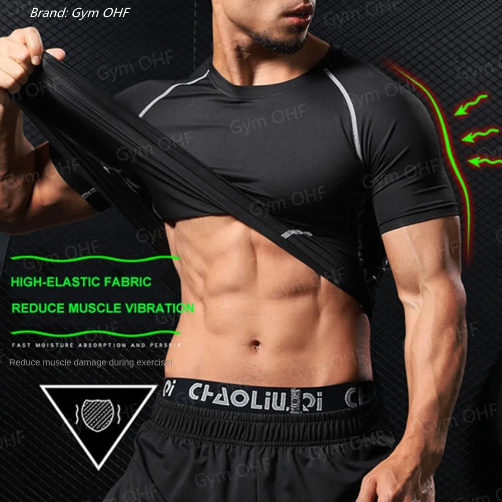 Camiseta de Manga Corta de Color Liso para Hombre, Camiseta de Compresión de Secado Rápido y Transpirable, Traje de Entrenamiento, Ropa de Fitness, Rashguard para Jiu-Jitsu, Prenda Superior para Gimnasio y Deporte