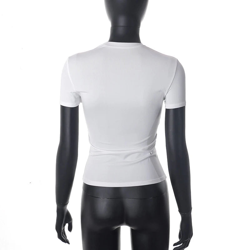 Nueva Camiseta de Manga Corta para Mujer Primavera 2024, Camiseta Corta (Crop Top) Básica, Suave, Sencilla, Casual y Fácil de Combinar, Moda de Verano de Color Liso