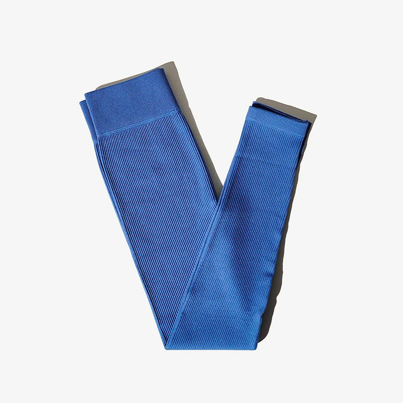 Nuevos Pantalones de Yoga Sin Costuras Acanalados (Ribbed), Leggings de Cintura Alta para Gimnasio, Leggings Deportivos de Fitness para Mujer, Mallas para Correr con Control de Abdomen