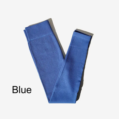 Nuevos Pantalones de Yoga Sin Costuras Acanalados (Ribbed), Leggings de Cintura Alta para Gimnasio, Leggings Deportivos de Fitness para Mujer, Mallas para Correr con Control de Abdomen