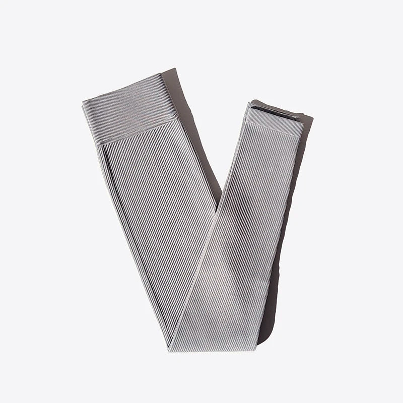 Nuevos Pantalones de Yoga Sin Costuras Acanalados (Ribbed), Leggings de Cintura Alta para Gimnasio, Leggings Deportivos de Fitness para Mujer, Mallas para Correr con Control de Abdomen