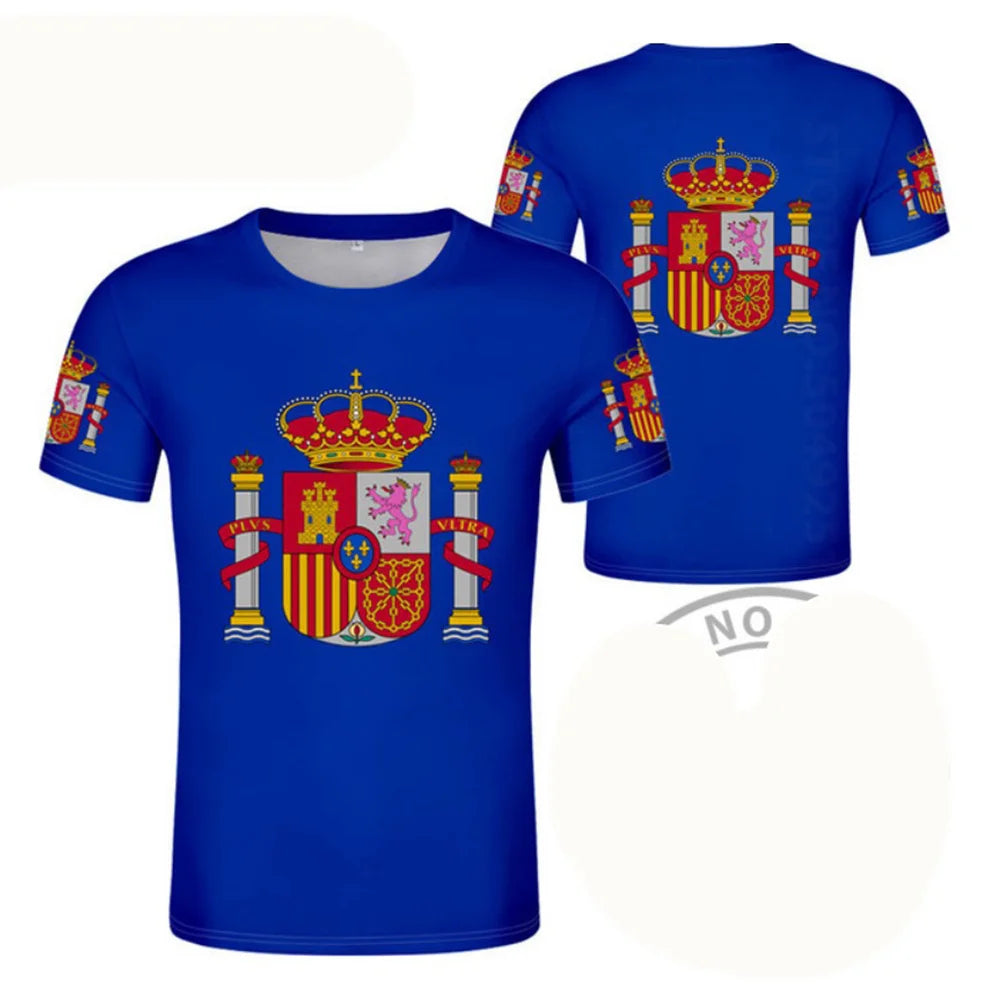 amiseta de Fútbol de España con Gráfico 3D Orgullo del Emblema Español para Hombre, Ropa, Camiseta del Club de Fútbol de España, Prendas Superiores Deportivas para Gimnasio y Hombre