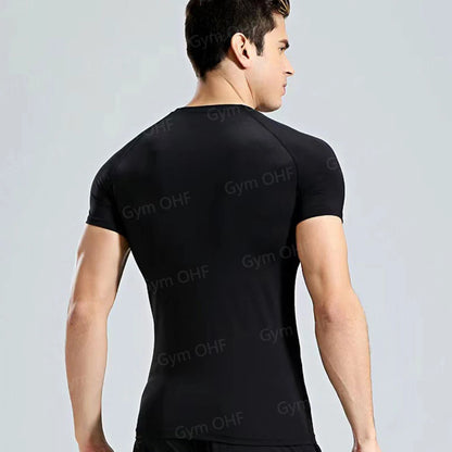 Camiseta de Manga Corta de Color Liso para Hombre, Camiseta de Compresión de Secado Rápido y Transpirable, Traje de Entrenamiento, Ropa de Fitness, Rashguard para Jiu-Jitsu, Prenda Superior para Gimnasio y Deporte