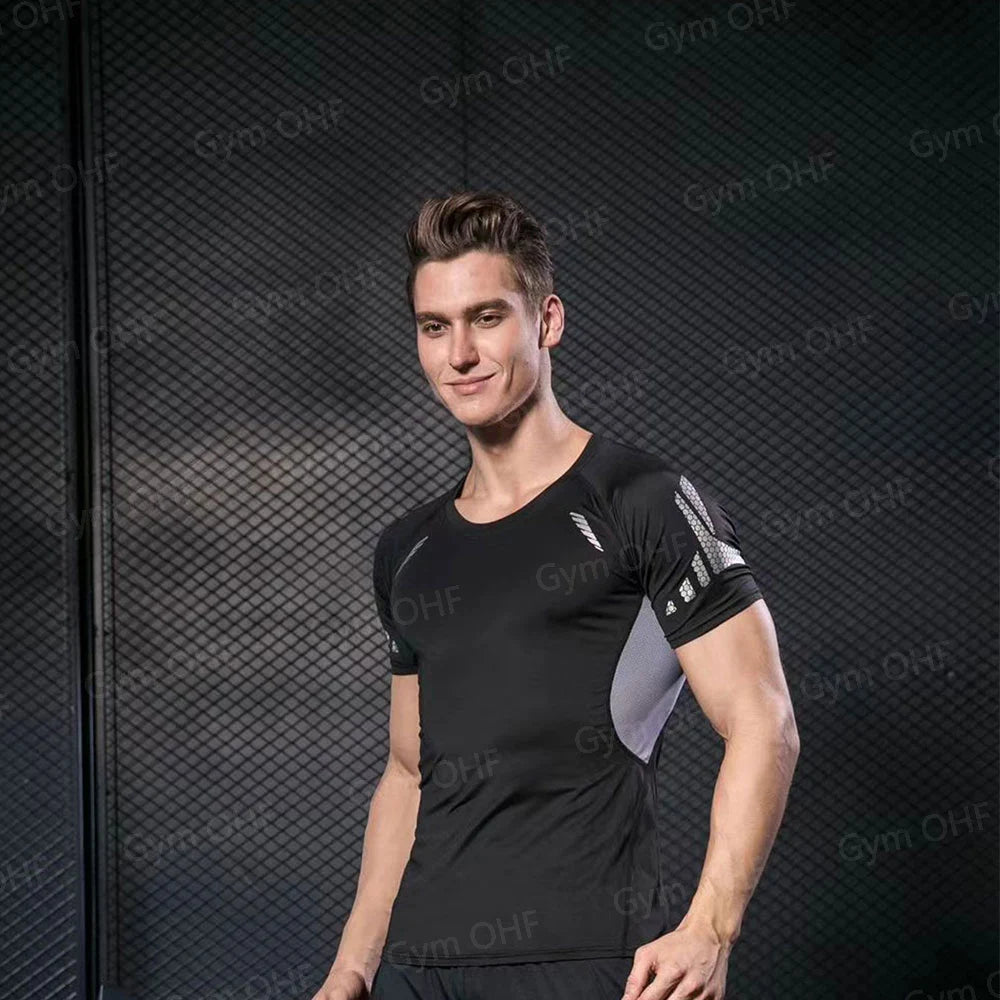 Camiseta de Manga Corta de Color Liso para Hombre, Camiseta de Compresión de Secado Rápido y Transpirable, Traje de Entrenamiento, Ropa de Fitness, Rashguard para Jiu-Jitsu, Prenda Superior para Gimnasio y Deporte